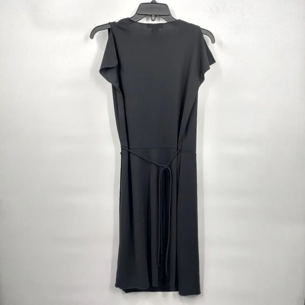Kenneth Cole V Neck Split Flutter Sleeve Wrap Mini Dress Size XS Women Black